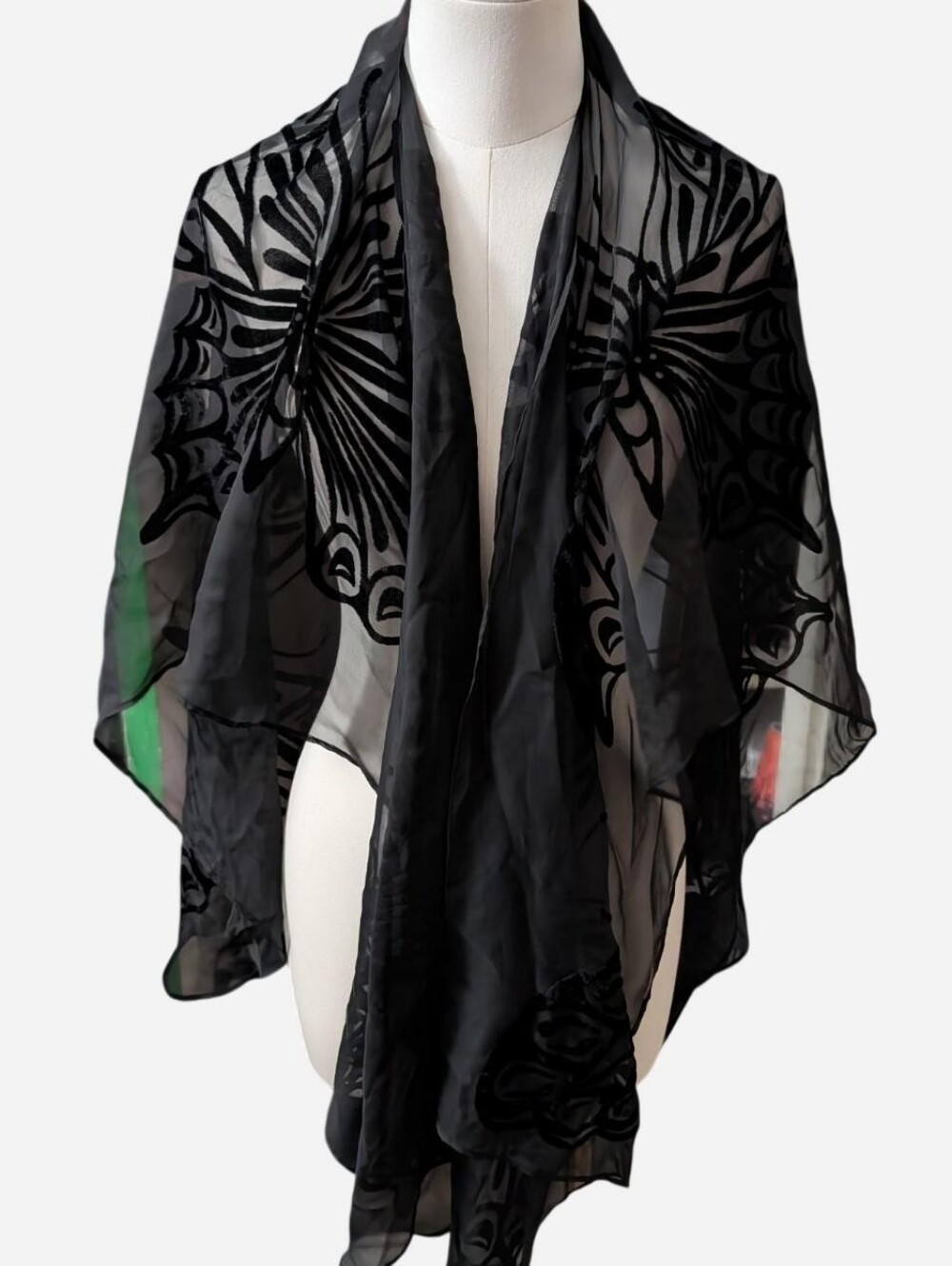 Y2K Burnout Velvet Butterfly Shawl (One Size)‼️Price is firm for this item‼️